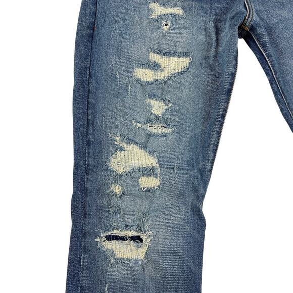 Gap Limited Edition Cone Denim Indigo Destroy Skinny Straight Jeans Size 31x30 - Picture 4 of 16